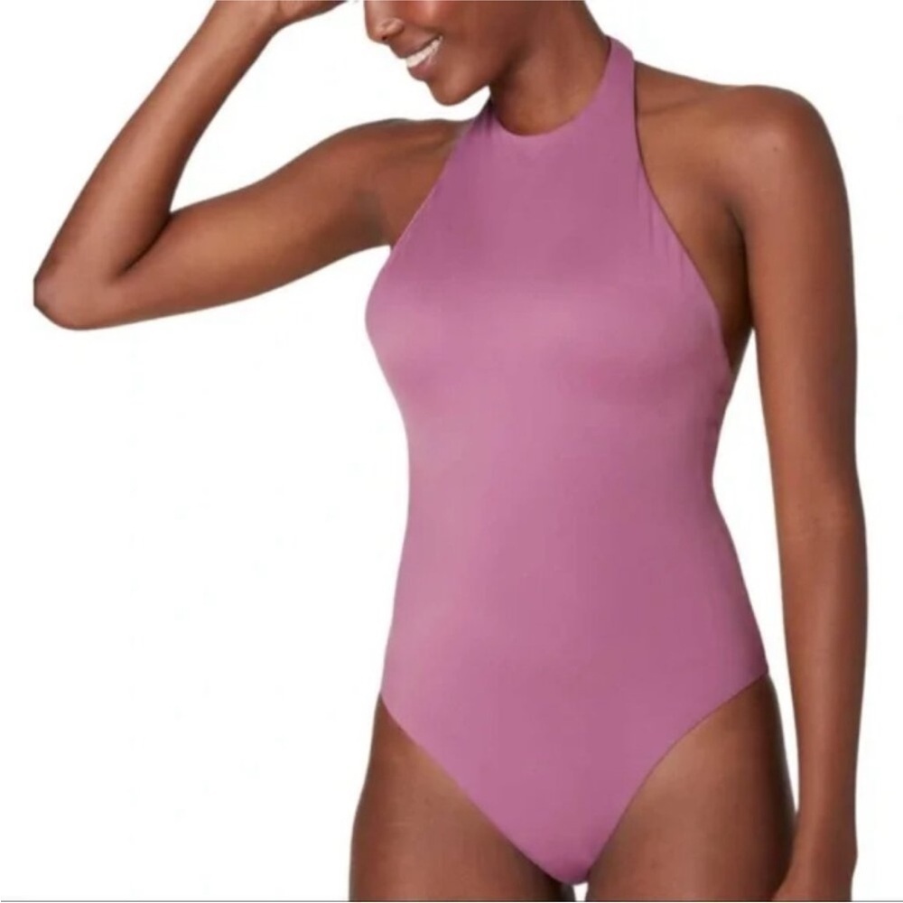 Andie Swim The Luzon One Piece Halter Neck Swim Suit Mauve